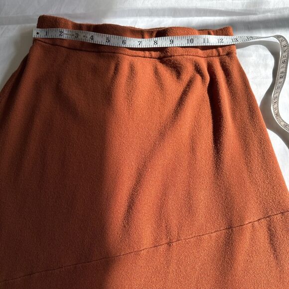 HOUSE OF HARLOW 1960 Knit Asymmetrical Maxi Skirt Orange Side Slit Size Small - Picture 7 of 12
